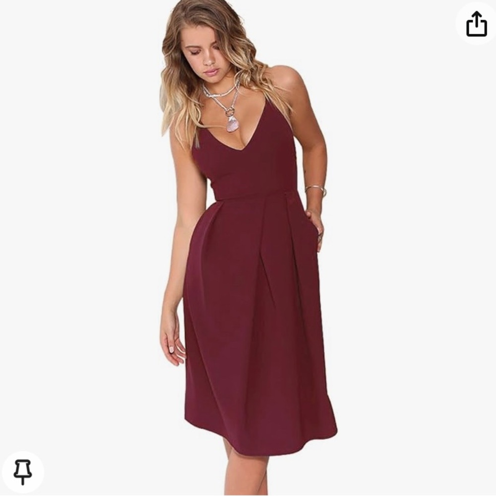 Eliacher Women's Deep V Neck Adjustable Spaghetti Straps with Pockets